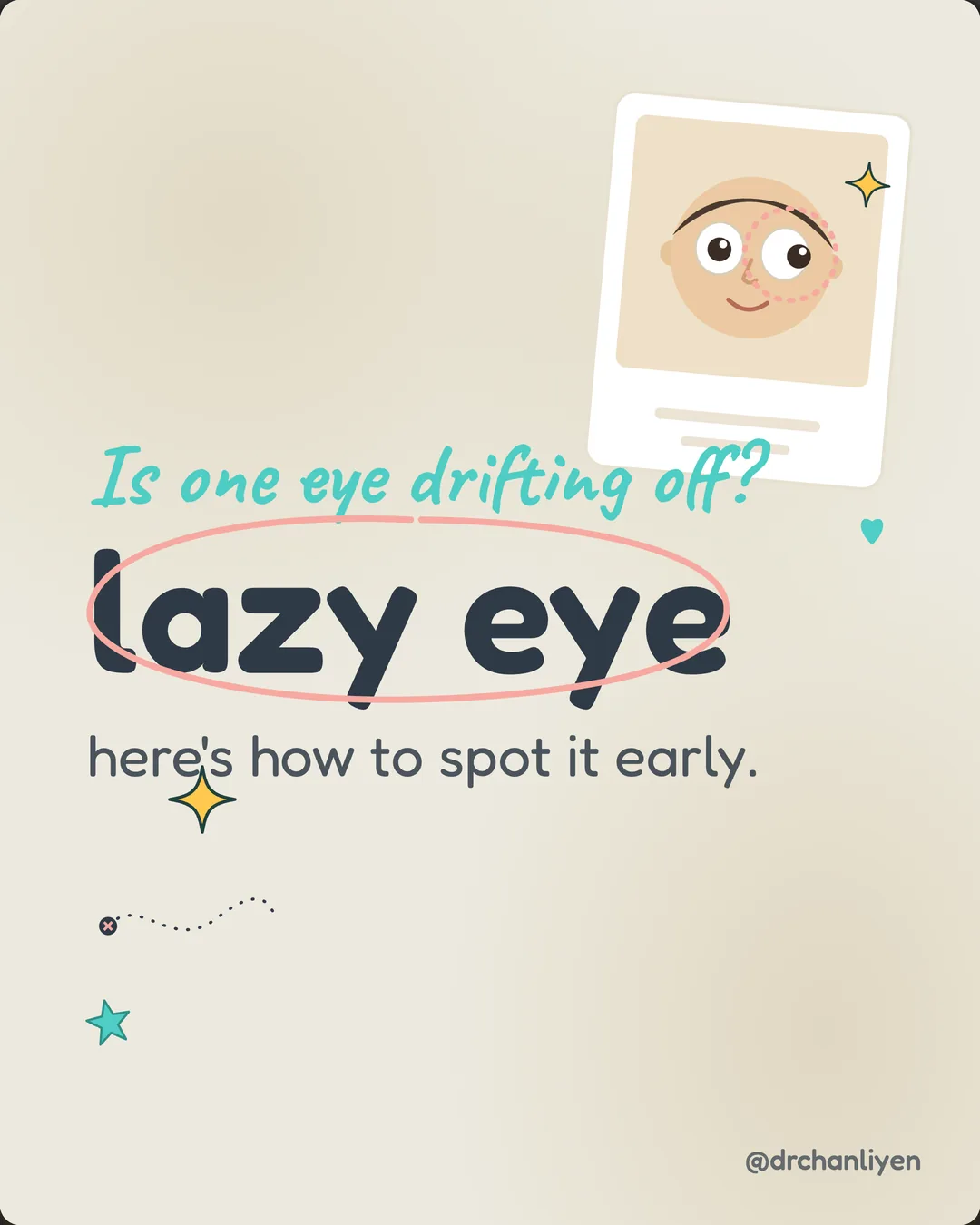 Lazy eye: how to spot it early, slide 1 of 6: Is one eye drifting off? Lazy eye: here's how to spot it early.